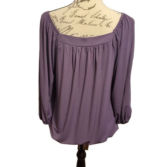 Bisou Bisou Ladies Size Medium Purple Square Neck Bronze Disk Maternity Top - Picture 5 of 5